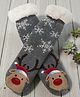 Butterthief Woollen Knit Christmas Theme Reindeer & Snowflake Designed Anti Skid Socks - Grey