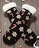 Butterthief Woollen Knit Christmas Theme Candy Cane Designed Anti Skid Socks - Black