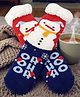 Butterthief Woollen Knit Christmas Theme Snowman Designed Anti Skid Socks - Navy Blue