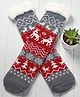 Butterthief Woollen Knit Christmas Theme Reindeer   Designed Anti Skid Socks - Grey & Black