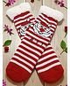 Woollen Knit Christmas Theme Santa Claus Designed Anti Skid Socks - Red