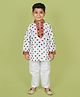 Banjara India Cotton Woven Full Sleeves Bandhani Printed Kurta & Pyjama Set - White