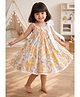 Mamma's Bear 100% Cotton Woven Sleeveless Floral Printed Dress - Yellow