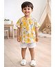 Mamma's Bear 100% Cotton Woven Half Sleeves Floral Printed Shirt & Shorts Set - Yellow