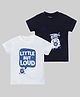 Etched Design 100% Cotton Knit Half Sleeves Little But Loud Text & Vehicle Printed Tees  -  Navy Blue & White