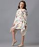 Under Fourteen Only Full Sleeves Floral Printed Knee Length Dress - White