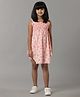Under Fourteen Only Sleeveless Floral Printed Knee Length Dress - Peach