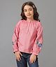 Under Fourteen Only Full Sleeves Floral Embroidered Top - Pink