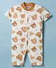 Kidi Wav Half Sleeves Teddy Bear Printed Romper - Biscuit