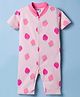 Kidi Wav Half Sleeves Strawberry Printed Romper - Pink