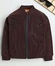 Ministitch Leather Woven Full Sleeves Solid Jacket - Dark Brown