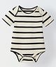 Spunkies Cotton Jersey Half Sleeves Striped Onesie - White