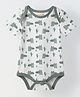 Spunkies Cotton Jersey Knit Half Sleeves Crocodile Printed Onesie - White