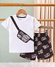 NUTTY BUTTY Sinker Knit Half Sleeves Vehicle Printed Tee & Shorts Set - Brown