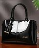 Carrylux 3 Compartment Solid Sling Satchel Purse - Black