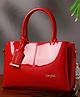Carrylux 3 Compartment Solid Sling Satchel Purse - Red