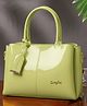 Carrylux 3 Compartment Solid Sling Satchel Purse - Lemon