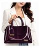 Carrylux 3 Compartment Solid Sling Satchel Purse - Wine