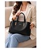 Carrylux 3 Compartment Textured Sling Satchel Purse - Black