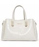 Carrylux 3 Compartment Textured Sling Satchel Purse - Ivory
