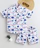 BAATCHEET Cottton Woven Half Sleeves Beach Theme Printed Coordinating Shirt & Shorts Set - Peach