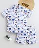 BAATCHEET Cottton Woven Half Sleeves Beach Theme Printed Coordinating Shirt & Shorts Set - Blue