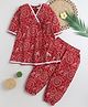 BAATCHEET Cotton Woven Three Fourth Sleeves Tribal Printed Angrakha Style Kurta & Patiala Set - Red