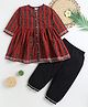 BAATCHEET Cotton Woven Three Fourth Sleeves Abstract Printed Kurti & Patiala Set - Red