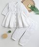 BAATCHEET Cotton Woven Three Fourth Sleeves Lurex Striped Kurti & Patiala Set - White