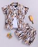 LTZ CLUB Cotton Blend Woven Half Sleeves Abstract Printed Shirt & Shorts With Tee Set - Multi Colour