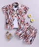 LTZ CLUB Cotton Blend Woven Half Sleeves Abstract Printed Shirt & Shorts With Tee Set - Multi Colour
