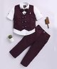 LTZ CLUB Cotton Blend Woven Full Sleeves Rocket Applique Detailed 3 Piece Party Suit Set With Bow - Maroon