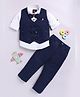 LTZ CLUB Cotton Blend Woven Full Sleeves Rocket Applique Detailed 3 Piece Party Suit Set With Bow - Royal Blue