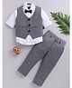 LTZ CLUB Cotton Blend Woven Full Sleeves Textured 3 Piece Party Suit Set With Bow - Grey