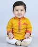 Kinder Kids Cotton Woven Full Sleeves Abstract Embroidered Kurta & Pyjama Set - Yellow