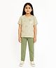 CHILINS 100% Cotton Knit Half Sleeves Tie & Dye Headphones Printed Tee & Pants Set - Beige
