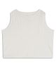 CHILINS 100% Cotton Cotton Knit Sleeveless Solid Crop Top - White