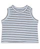 CHILINS 100% Cotton Cotton Knit Sleeveless Striped Crop Top - Blue