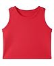 CHILINS Cotton Knit Sleeveless Solid Ribbed Crop Top - Red