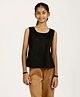 CHILINS Knit Sleeveless Solid Top - Black