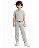 CHILINS Cotton Knit Half Sleeves Mountain & Trees Printed Coordinating Tee & Pant Night Suit - Grey
