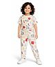 CHILINS Cotton Knit Half Sleeves Mathematics Theme Printed Coordinating Tee & Pant Night Suit - White
