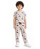 CHILINS Cotton Knit Half Sleeves Animal Printed Coordinating Tee & Pant Night Suit - Pink