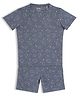 CHILINS Cotton Knit Half Sleeves Animal Printed Coordinating Tee & Shorts Night Suit - Grey