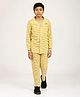 CHILINS Cotton Knit Full Sleeves Striped Coordinating Shirt & Pajama Night Suit - Yellow