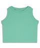 CHILINS Cotton Knit Sleeveless Solid Ribbed Crop Top - Green