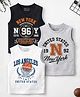 Trampoline Cotton Blend Knit Pack Of 3 Sleeveless Numeric & Typography Printed Tees - Multi Colour
