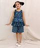BownBee Pure Cotton Woven Sleeveless Floral Printed Top & Shorts Set - Blue