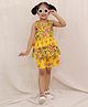 BownBee Pure Cotton Woven Sleeveless Floral Printed Top & Shorts Set - Yellow
