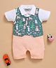 Wonderchild Half Sleeves Animals & Birds Printed Romper With Attached Waistcoat - White & Peach